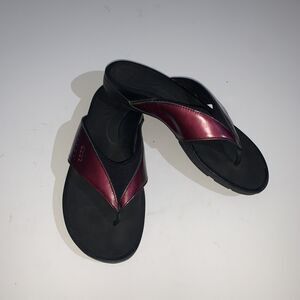 Abeo Sandals Womens 10 Balboa Merlot Red Leather Thong Wedge Comfort Shoes